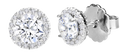 Sterling Silver 1 Carat Clear Round Solana Studs with Halo