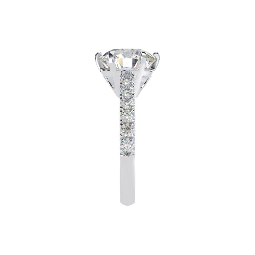 Couture Collection Sterling Silver Solitaire Round Couture 6 Prong 10mm Ring