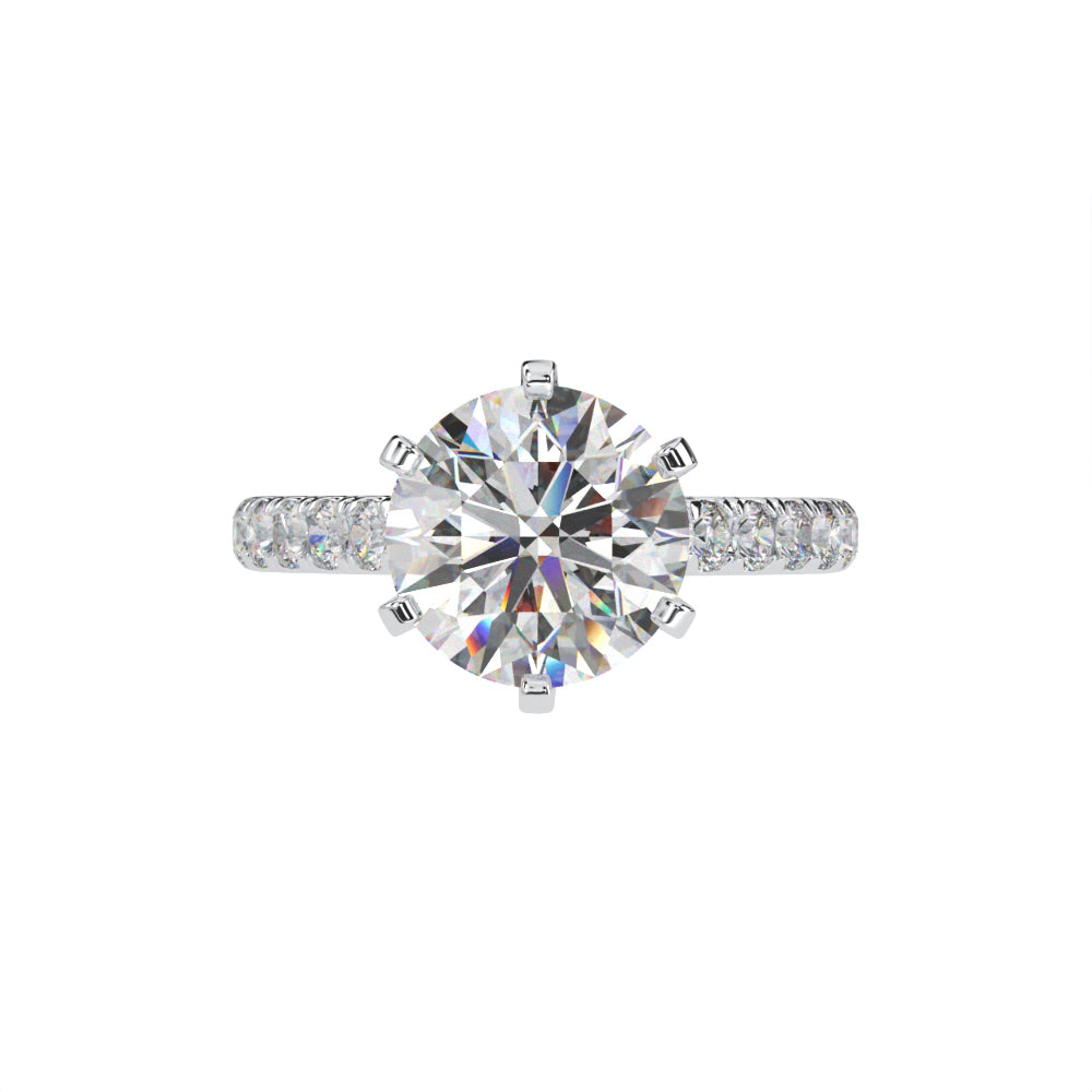 Couture Collection Sterling Silver Solitaire Round Couture 6 Prong 10mm Ring