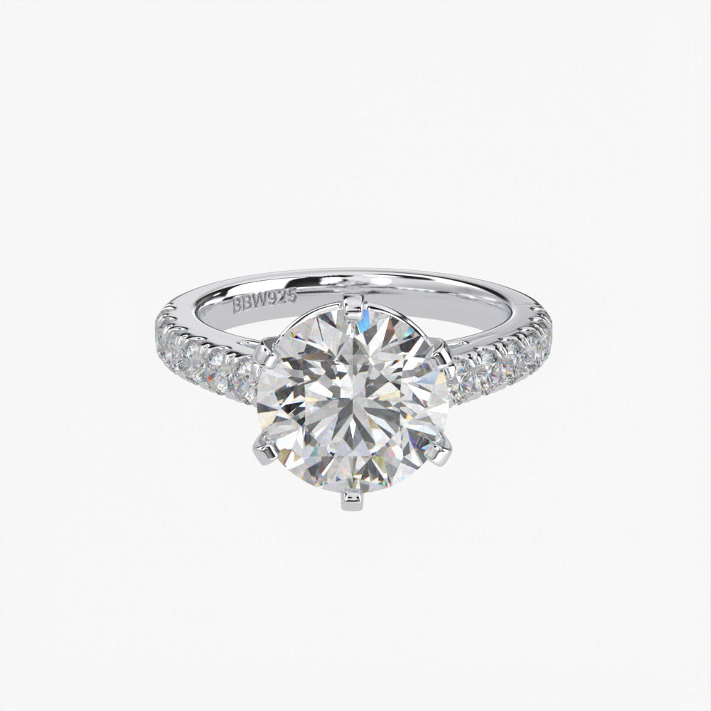 Couture Collection Sterling Silver Solitaire Round Couture 6 Prong 10mm Ring