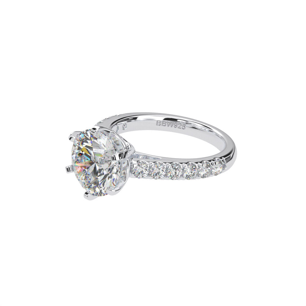 Couture Collection Sterling Silver Solitaire Round Couture 6 Prong 10mm Ring