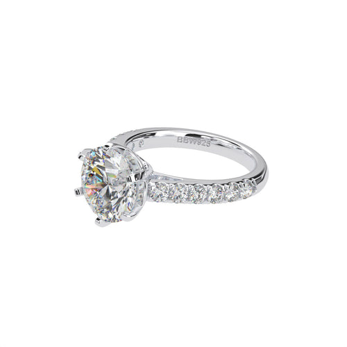 Couture Collection Sterling Silver Solitaire Round Couture 6 Prong 10mm Ring