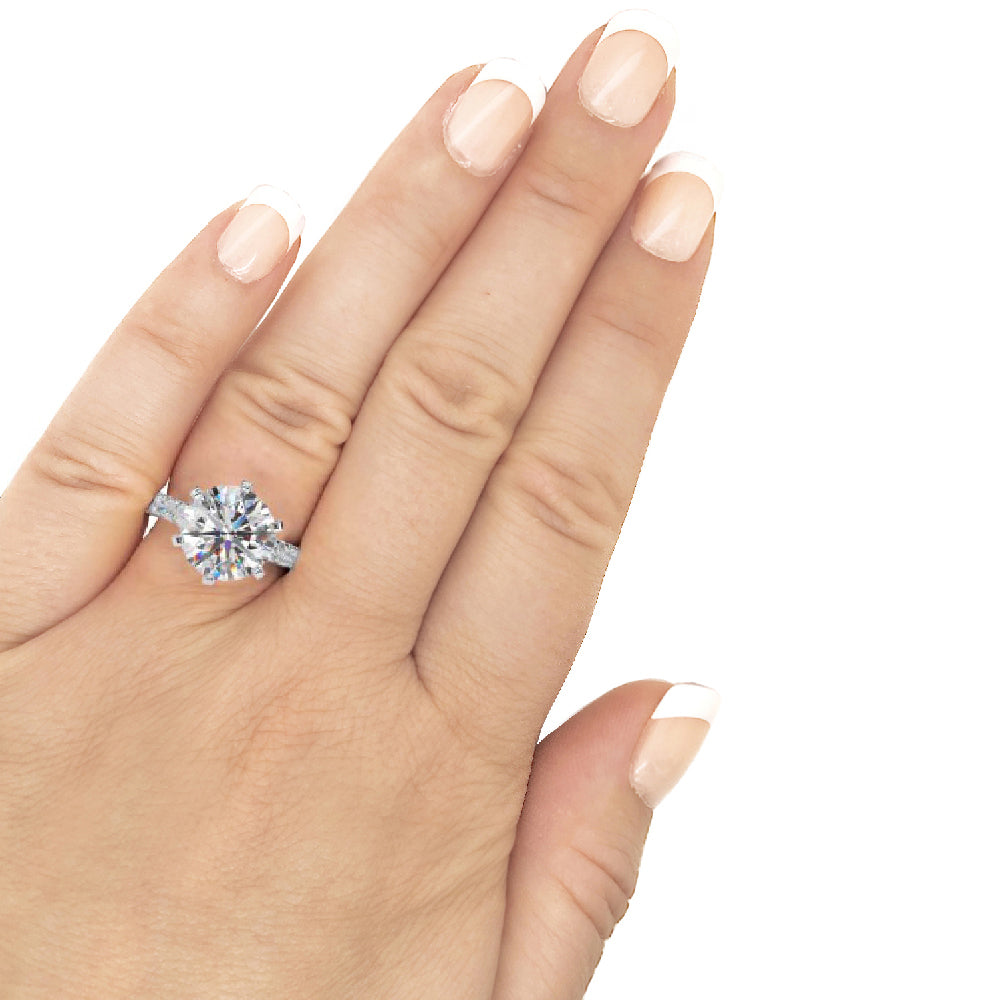 Couture Collection Sterling Silver Solitaire Round Couture 6 Prong 10mm Ring