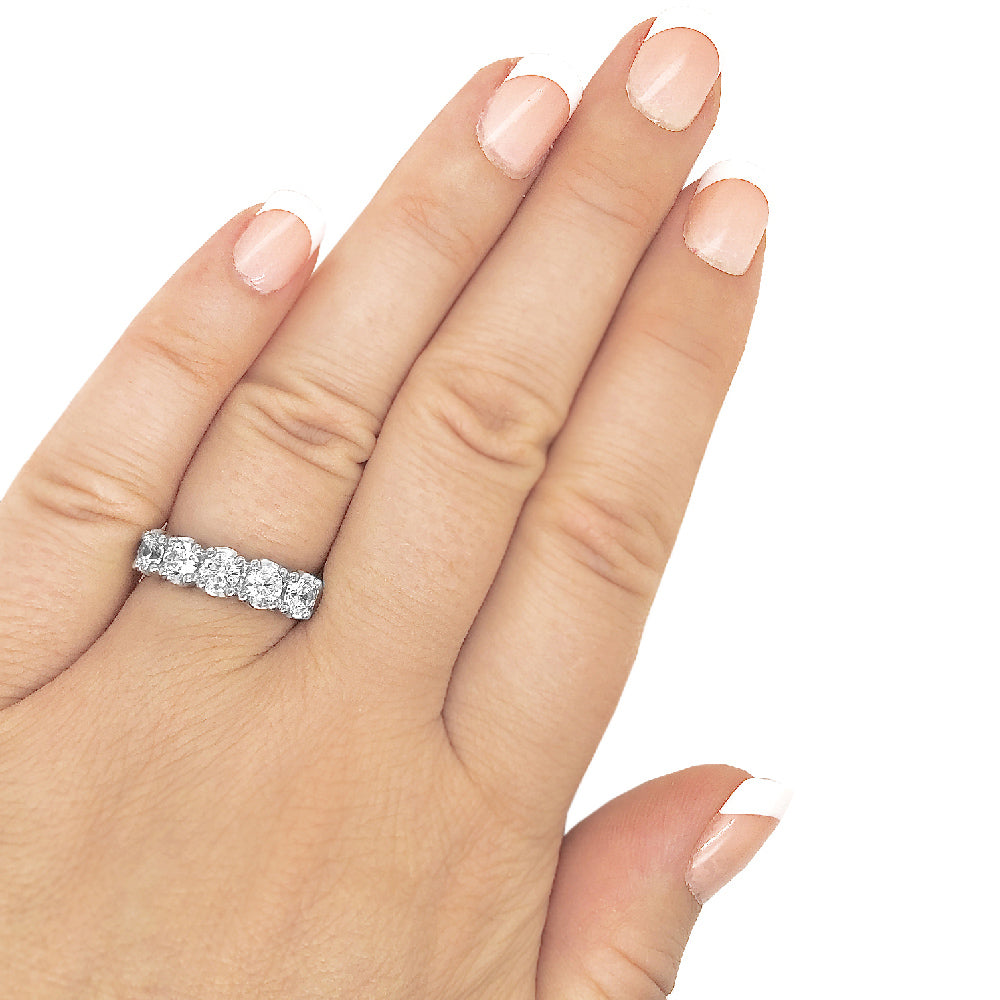 Sterling Silver Round 4mm Couture Half Eternity Ring Band