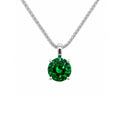 Haute Couture Composers Collection Round 2 Carat Centurion Cut Emerald-Hued Pendant on Sterling 1.2mm Diamond Cut Wheat Chain, 19″ Adjustable