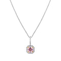 Sterling Fancy Light Pink Asscher Cut Pendant on 18″ Sterling Silver 1.1mm Round Weat Chain