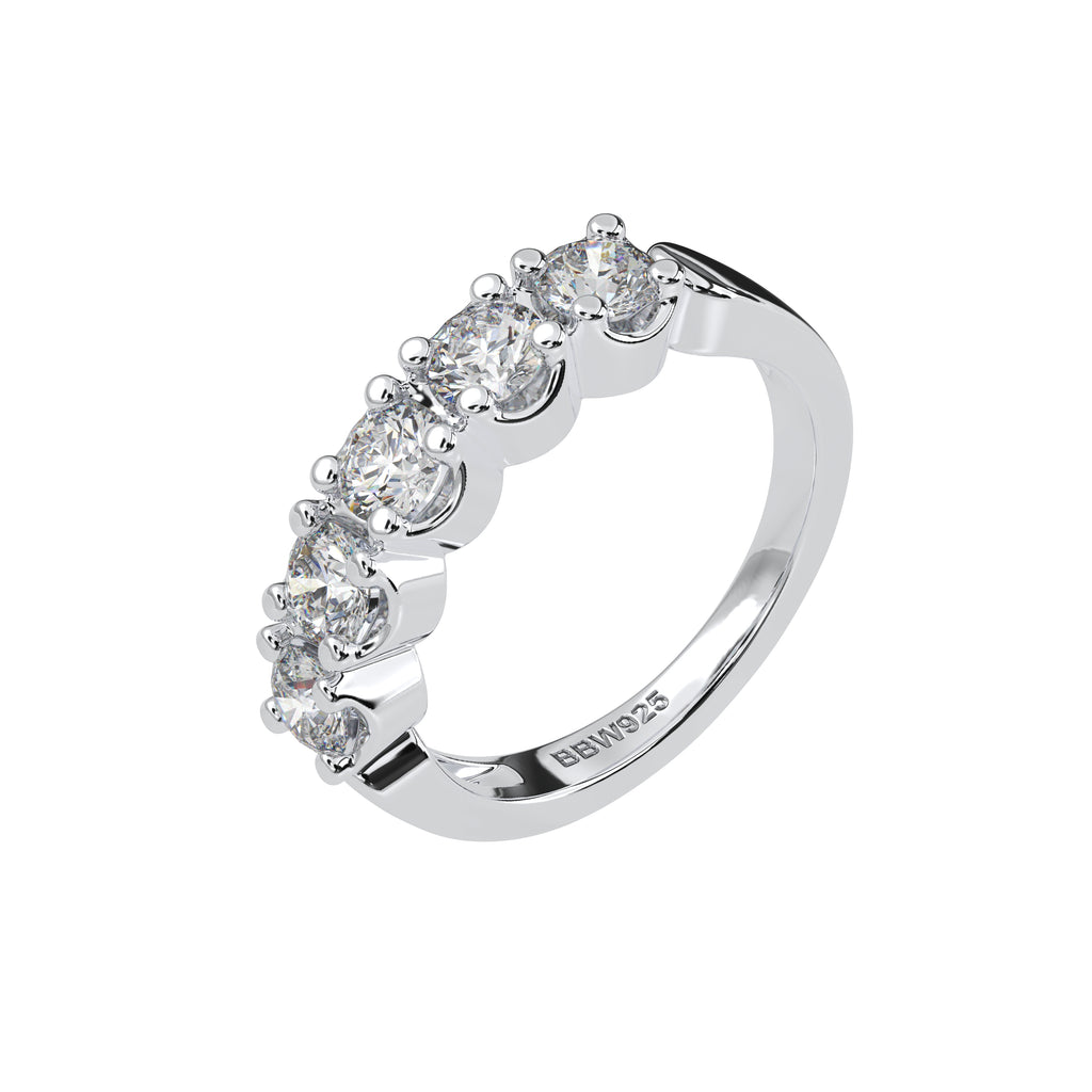Sterling Silver Round 4mm Couture Half Eternity Ring Band