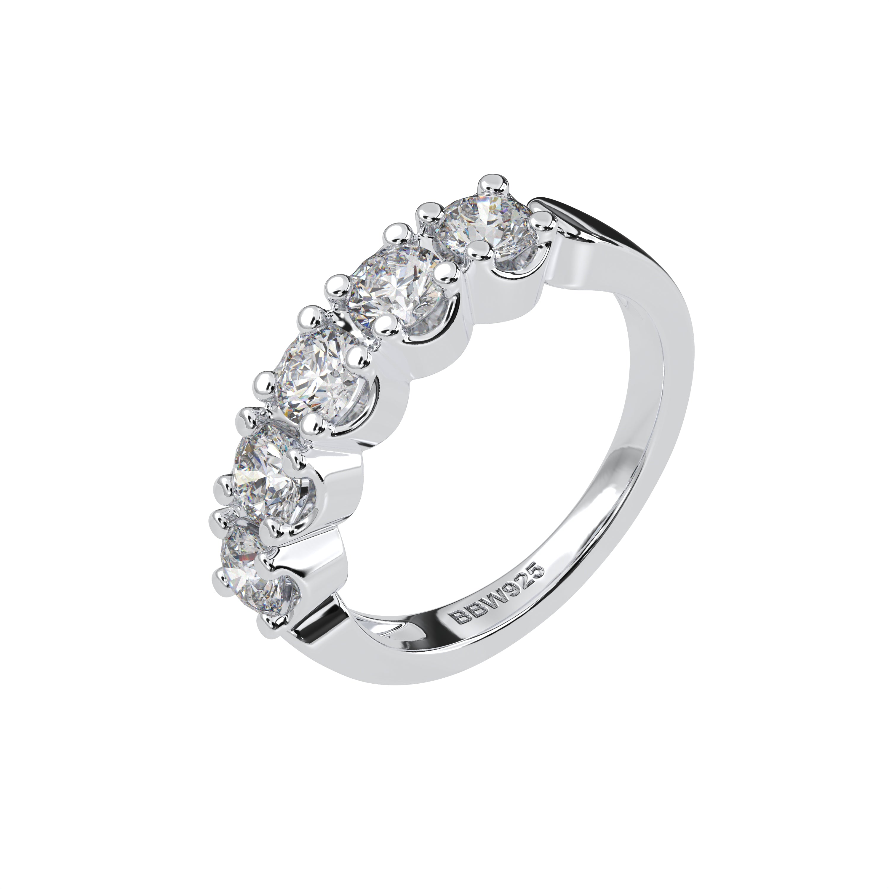 Sterling Silver Round 4mm Couture Half Eternity Ring Band