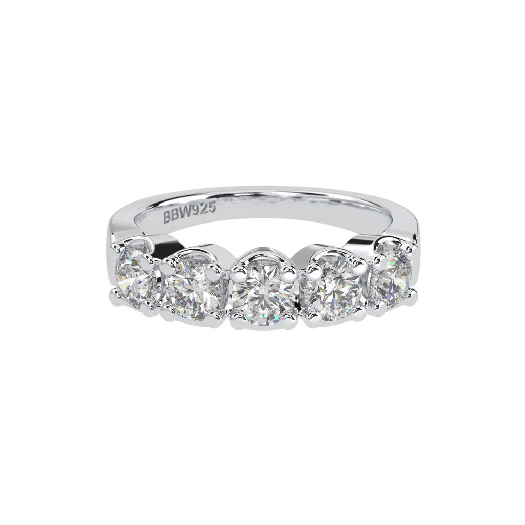 Sterling Silver Round 4mm Couture Half Eternity Ring Band