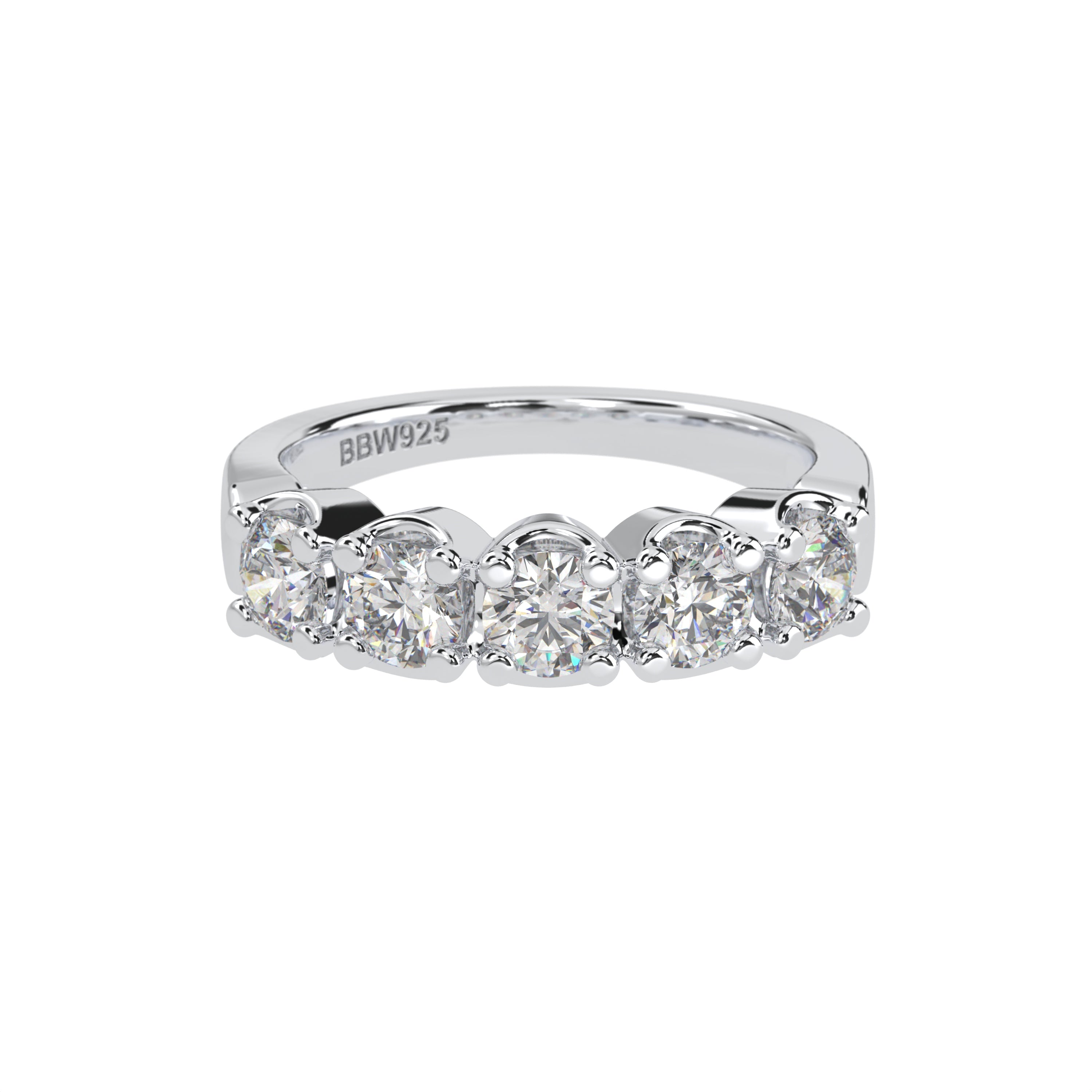 Sterling Silver Round 4mm Couture Half Eternity Ring Band