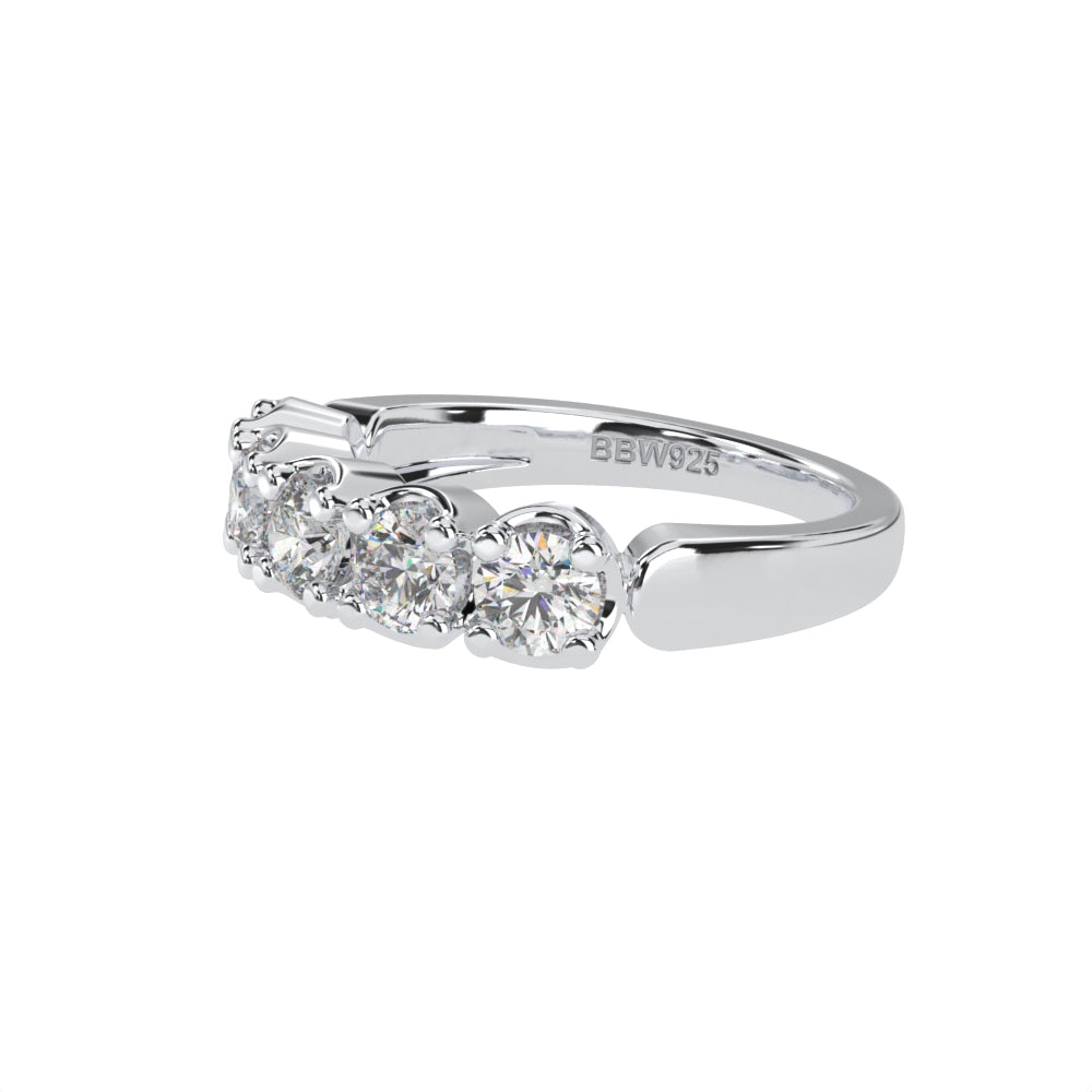 Sterling Silver Round 4mm Couture Half Eternity Ring Band