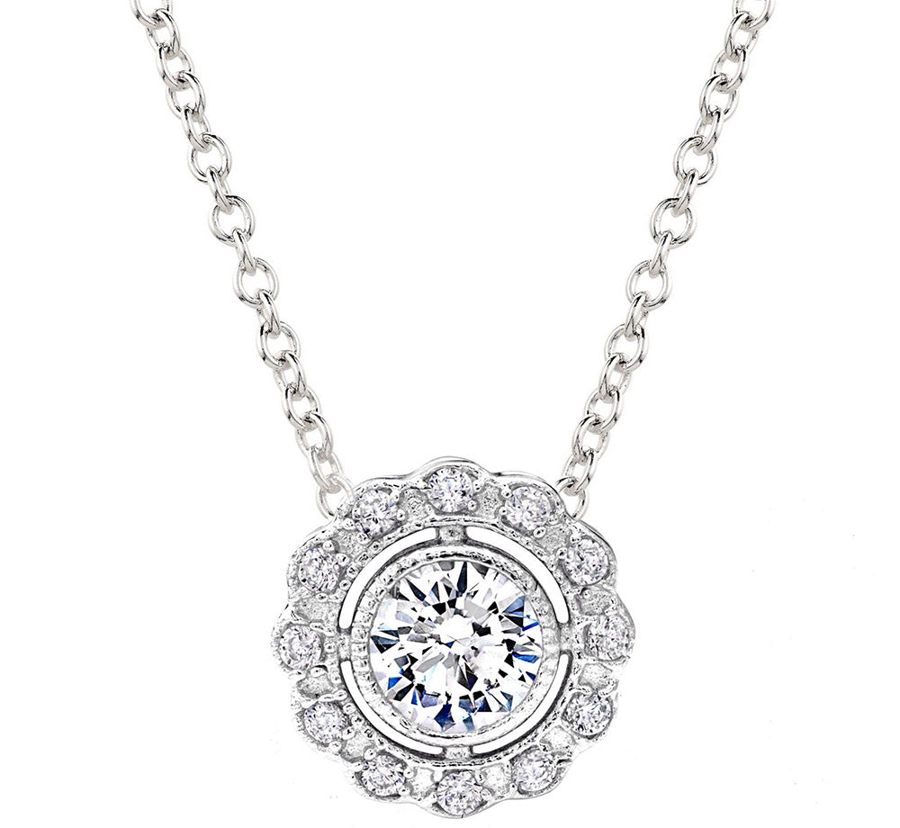 Sterling Silver Round Vintage Lace Necklace