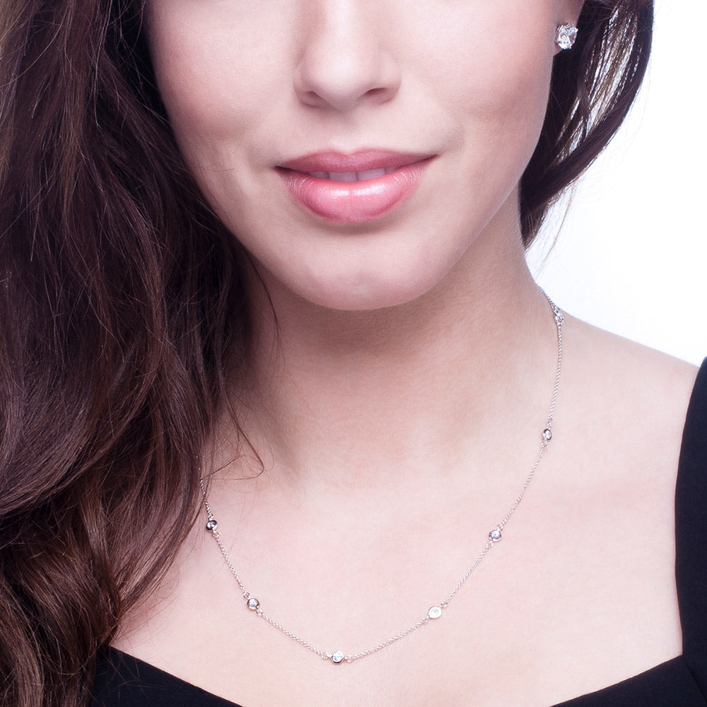 Sterling Silver Regal Short Floating Necklace 18"