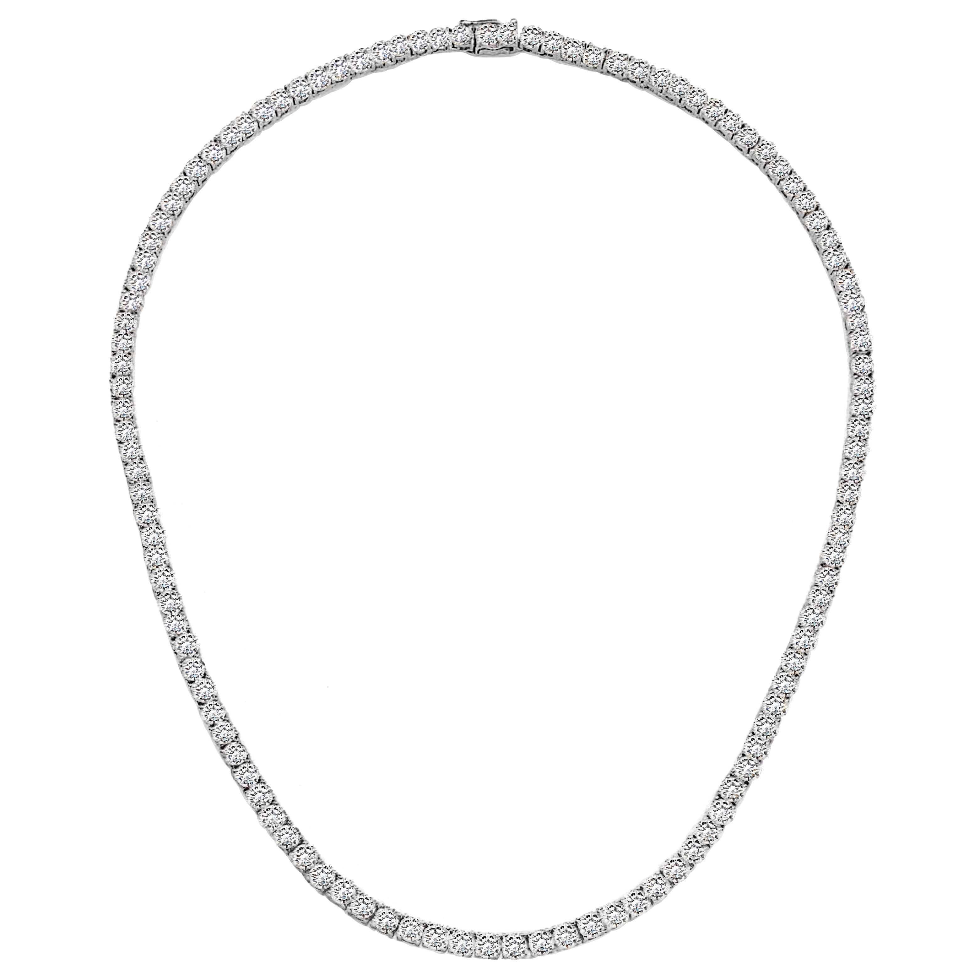 Silver Classic Tennis Necklace with Double Security Clasp 18"