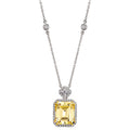 Silver Fancy Light Yellow Emerald Cut Station Necklace with 18 KGP Prongs