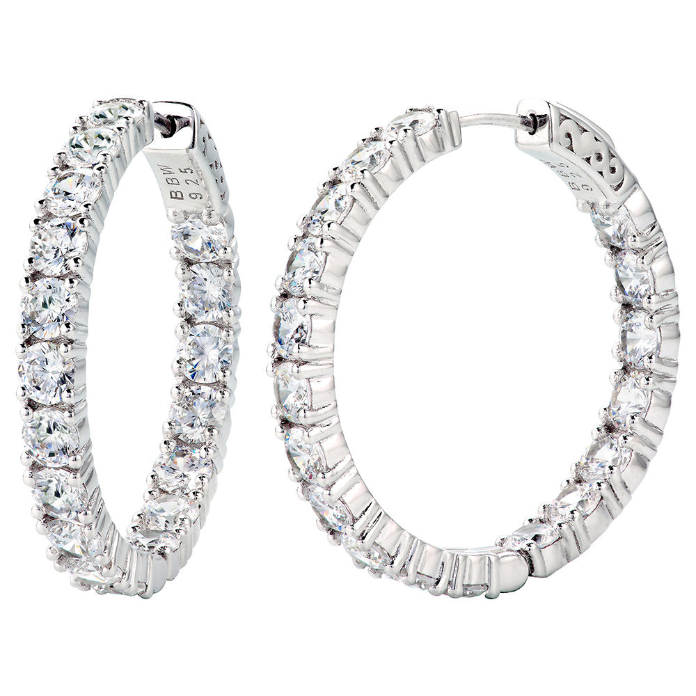 Sterling Silver 1.25″ 4mm Double Sided In and Out Couture Hoops