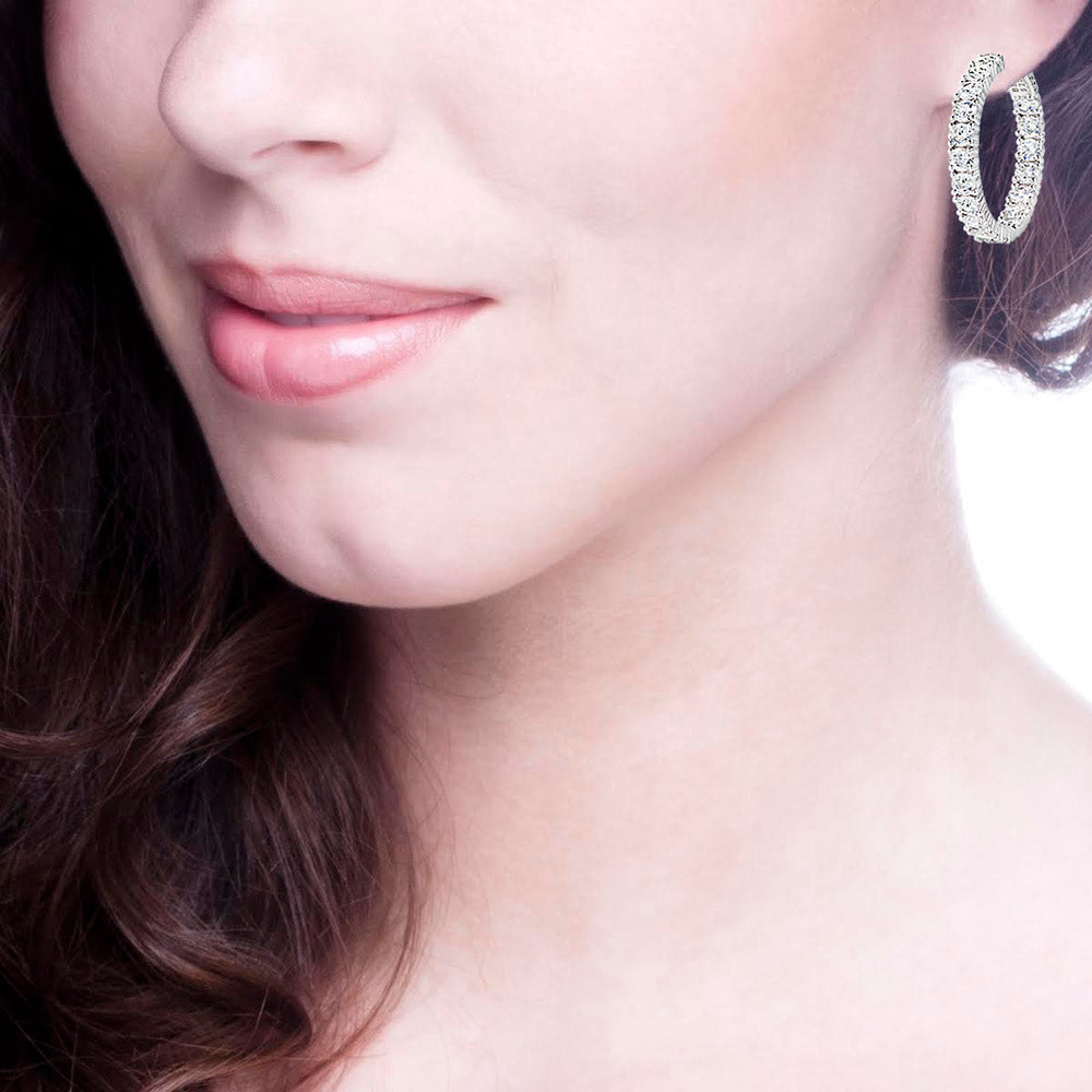 Sterling Silver 1.25″ 4mm Double Sided In and Out Couture Hoops